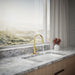 KOHLER K-597 Simplice Compact pull-down kitchen sink faucet with three-function sprayhead, vibrant brushed moderne brass...