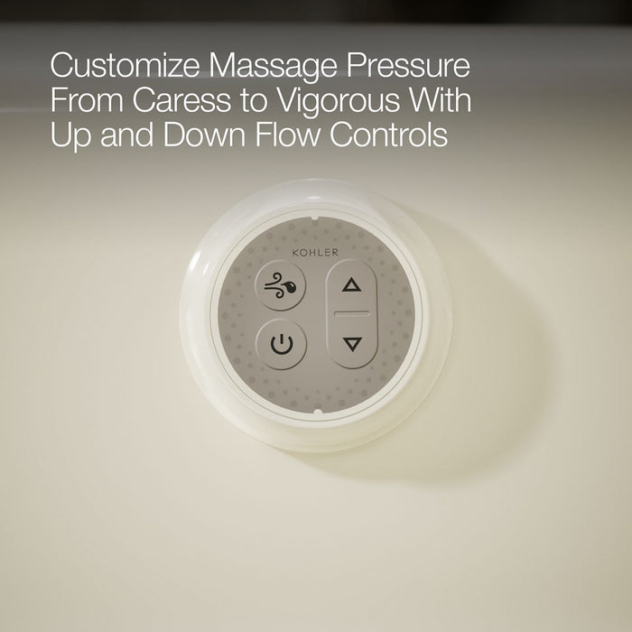 KOHLER K-6347-GH Sunward 66" x 42" drop-in Heated BubbleMassage air bath, biscuit - view 5