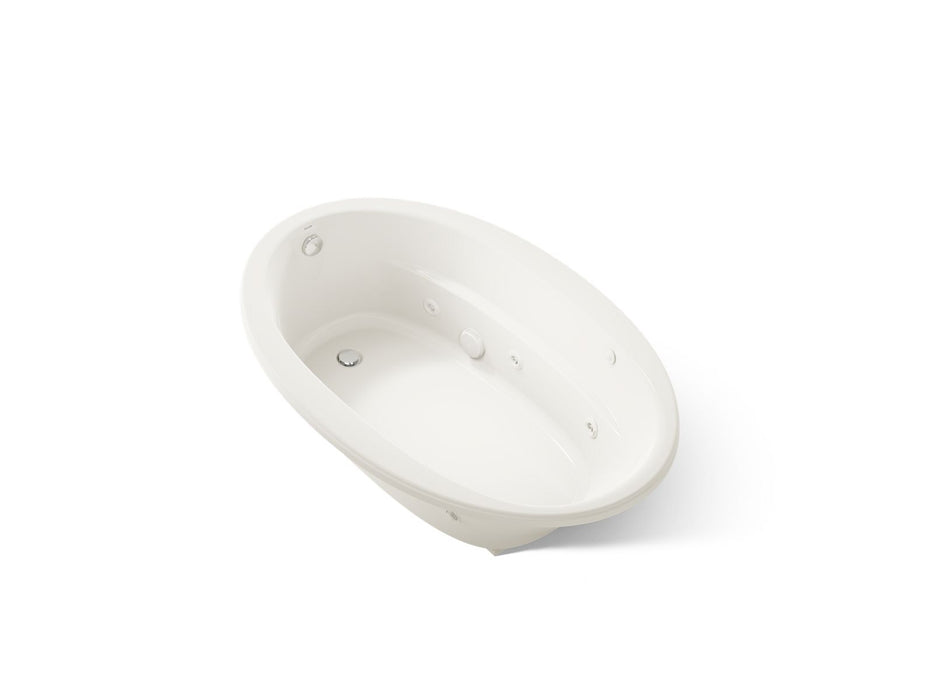 KOHLER K-6347-W1 Sunward 66" x 42" drop-in whirlpool bath with Bask heated surface, biscuit