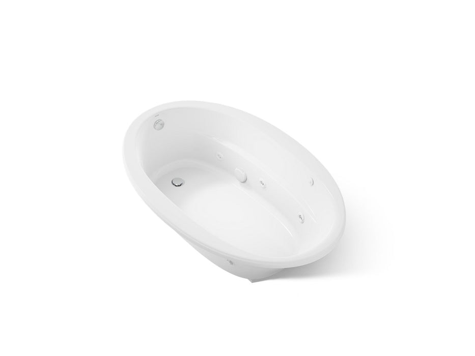 KOHLER K-6347-W1 Sunward 66" x 42" drop-in whirlpool bath with Bask heated surface, white