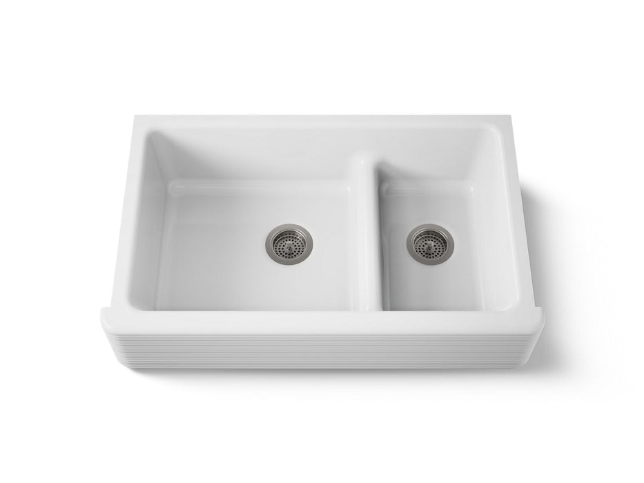 KOHLER K-6349-0 K-6349 Whitehaven Hayridge Smart Divide 35-11/16" Undermount Double-bowl Farmhouse Kitchen Sink
