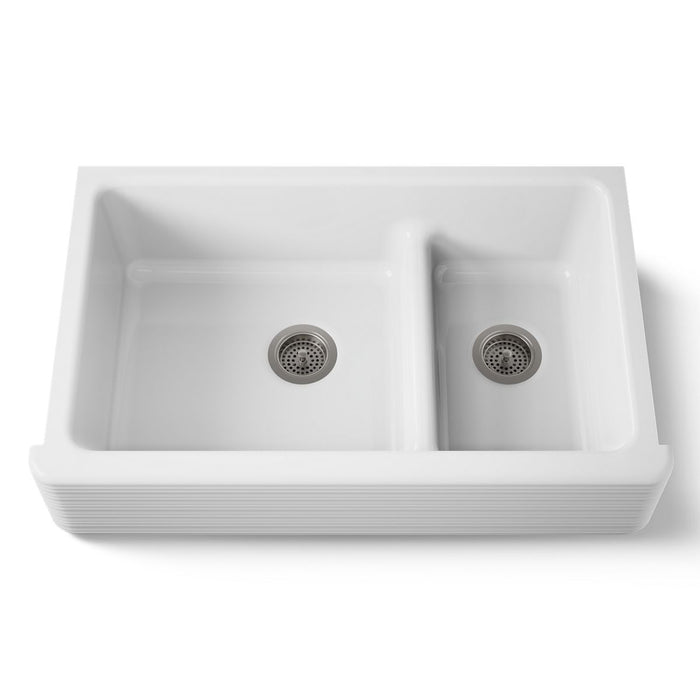KOHLER K-6349-0 K-6349 Whitehaven Hayridge Smart Divide 35-11/16" Undermount Double-bowl Farmhouse Kitchen Sink - view 5