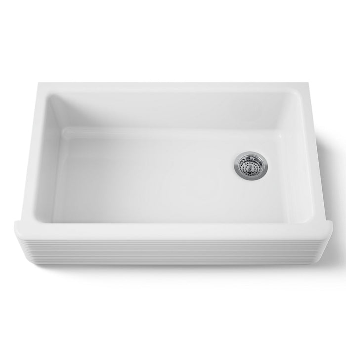 KOHLER K-6351-0 K-6351 Hayridge Whitehaven 35-11/16" Undermount Single-bowl Farmhouse Kitchen Sink - view 5