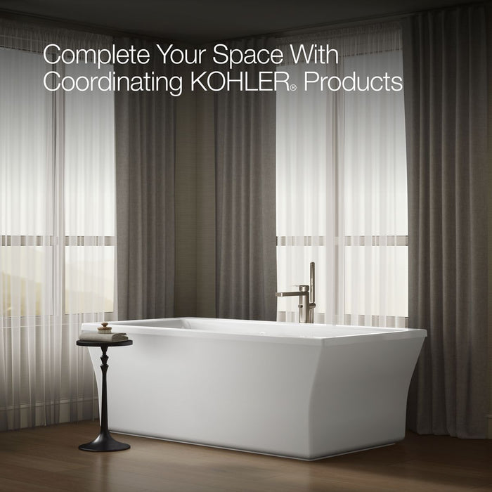 KOHLER K-6367-W1 Stargaze 72" x 36-1/4" freestanding bath with Bask heated surface and fluted shroud, white - view 4