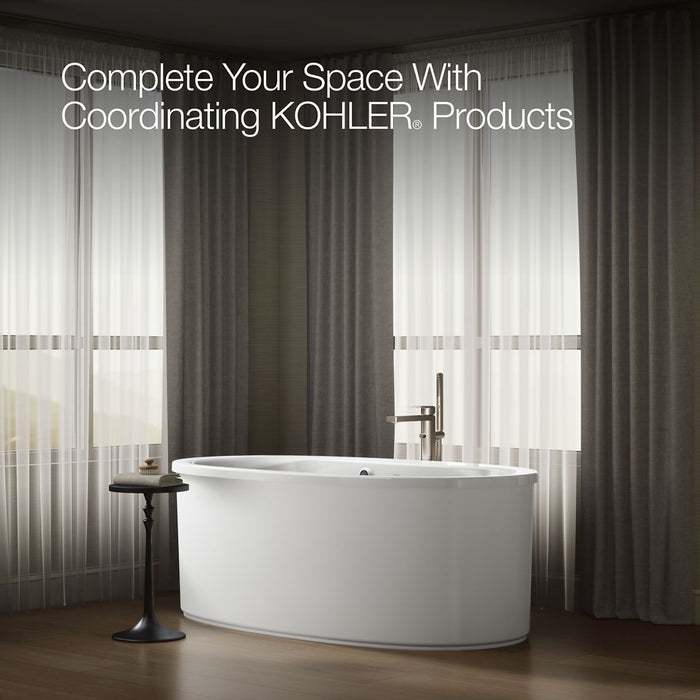 KOHLER K-6368-W1 Sunstruck 65-1/2" x 35-1/2" freestanding bath with Bask heated surface and straight shroud, white - view 4