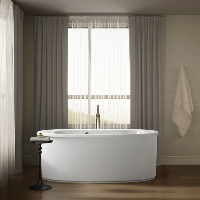 KOHLER K-6368-W1 Sunstruck 65-1/2" x 35-1/2" freestanding bath with Bask heated surface and straight shroud, white - view 5