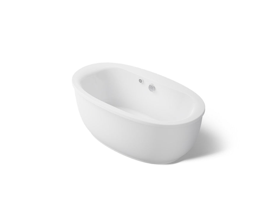 KOHLER K-6369-W1 Sunstruck 65-1/2" x 35-1/2" oval freestanding bath with Bask heated surface and fluted shroud, white