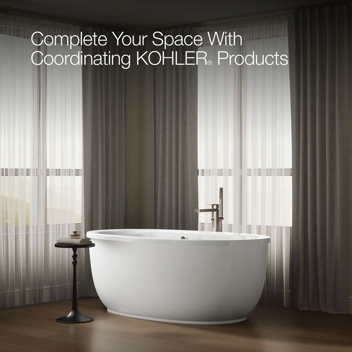 KOHLER K-6369-W1 Sunstruck 65-1/2" x 35-1/2" oval freestanding bath with Bask heated surface and fluted shroud, white -...
