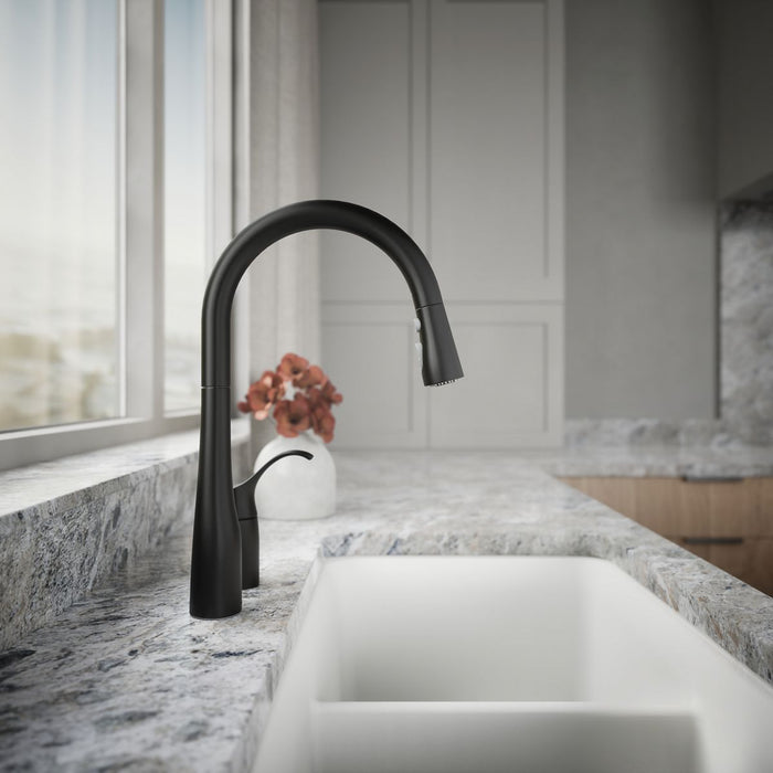 KOHLER K-647 Simplice Pull-down kitchen sink faucet with three-function sprayhead