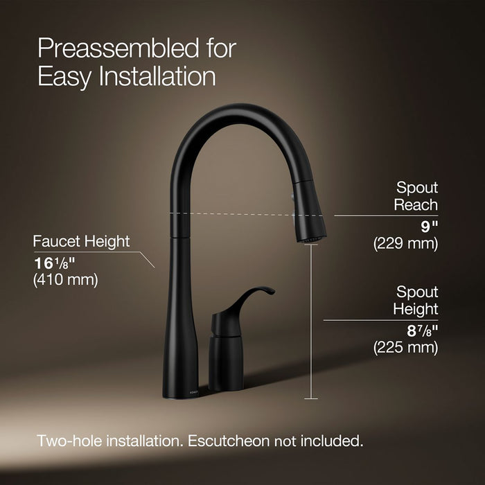 KOHLER K-647 Simplice Pull-down kitchen sink faucet with three-function sprayhead