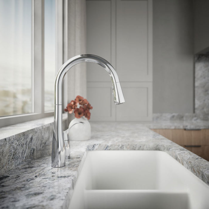KOHLER K-647 Simplice Pull-down kitchen sink faucet with three-function sprayhead