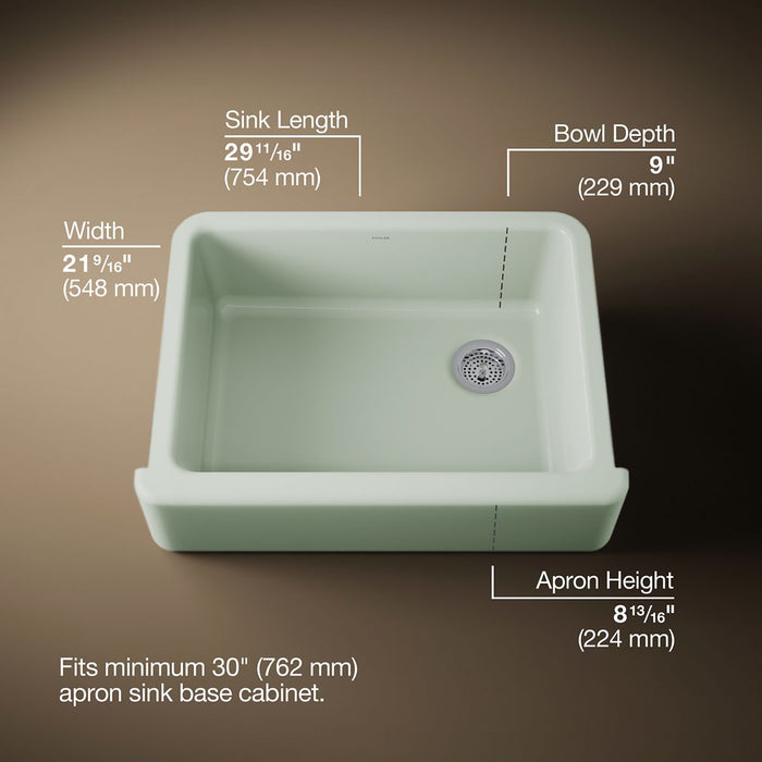 KOHLER K-6487 Whitehaven 29-3/4" undermount single-bowl farmhouse kitchen sink