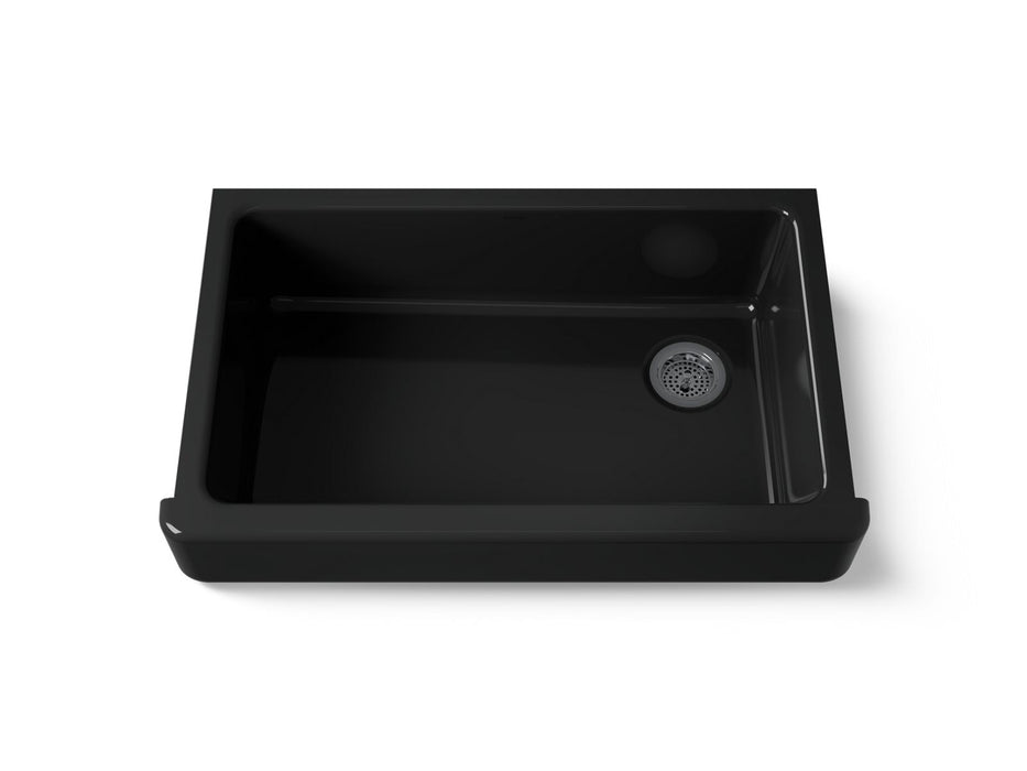 KOHLER K-6488 Whitehaven 35-1/2" undermount single-bowl farmhouse kitchen sink, black black