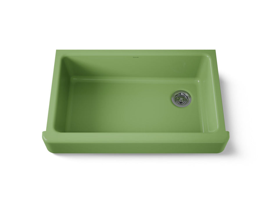 KOHLER K-6488 Whitehaven 35-1/2" undermount single-bowl farmhouse kitchen sink, fresh green