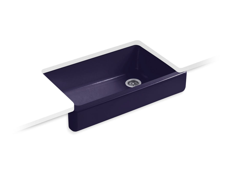 KOHLER K-6488 Whitehaven 35-1/2" undermount single-bowl farmhouse kitchen sink, indigo blue