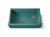 KOHLER K-6489 Whitehaven 35-3/4" undermount single-bowl farmhouse kitchen sink, teal