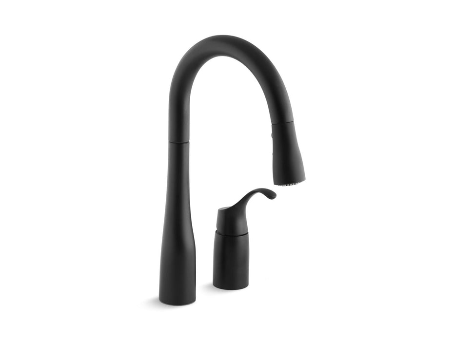 KOHLER K-649 Simplice Pull-down bar sink faucet with three-function sprayhead, matte black