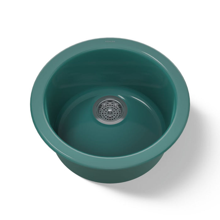 KOHLER K-6565 Porto Fino 18-1/2" top-/undermount single-bowl bar sink, teal - view 5