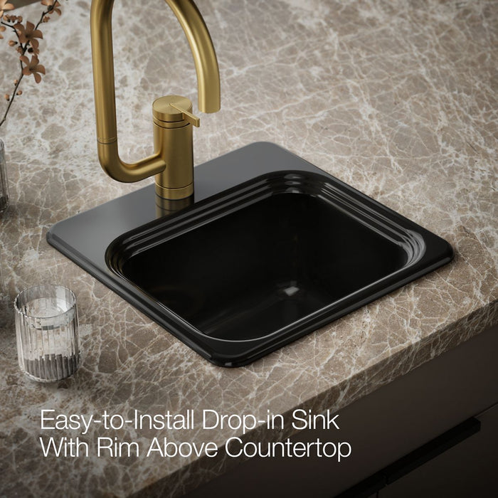 KOHLER K-6579-1 Northland™ 15" Top-mount Single-bowl Bar Sink, black black - view 4