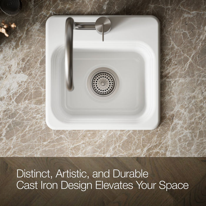 KOHLER K-6579-1 Northland™ 15" Top-mount Single-bowl Bar Sink, white - view 3