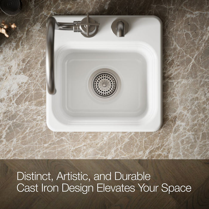 KOHLER K-6579-2 Northland™ 15" Top-mount Single-bowl Bar Sink, white - view 3