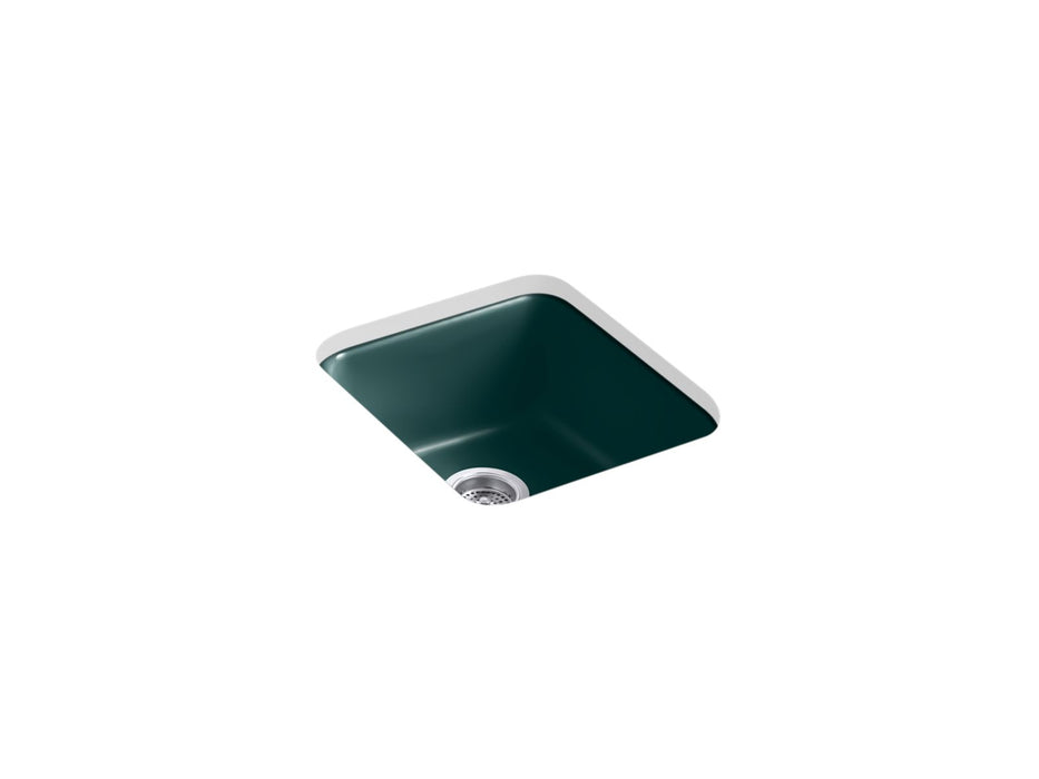KOHLER K-6584 Iron/Tones 17" top-/undermount single-bowl bar sink, teal