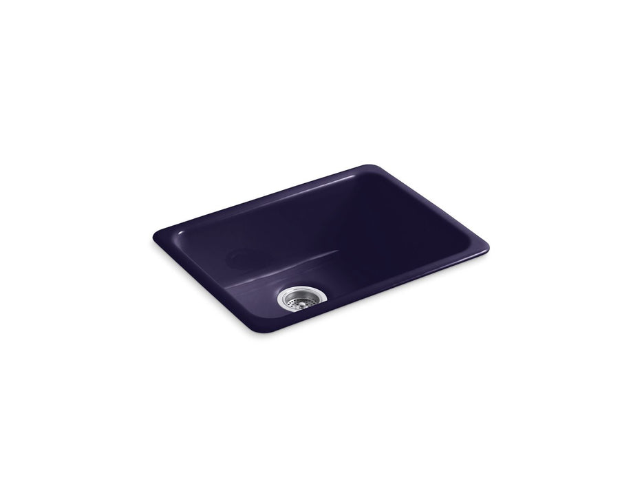KOHLER K-6585 Iron/Tones 24-1/4" top-/undermount single-bowl bar sink, indigo blue