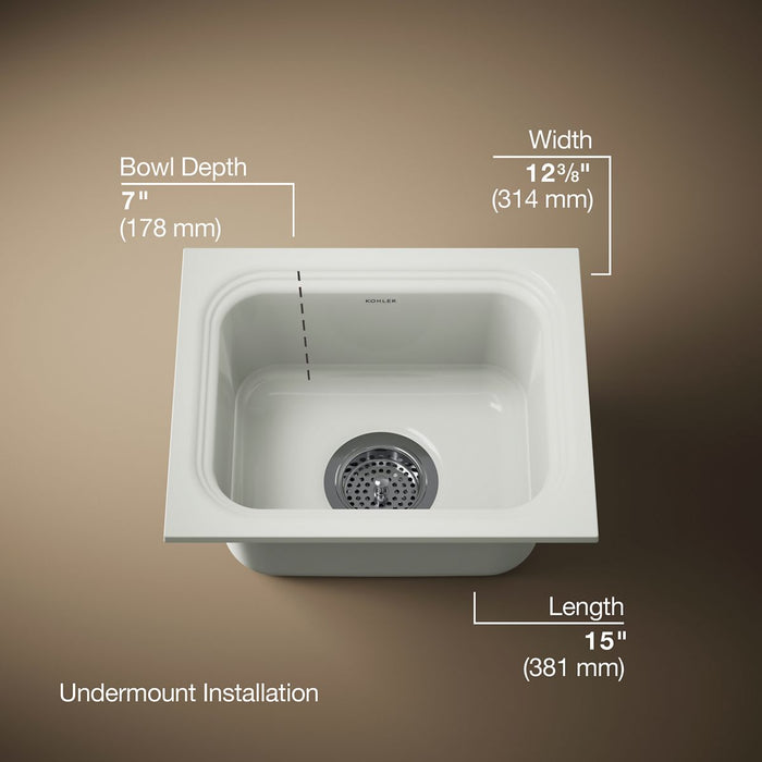 KOHLER K-6589-U Northland 15" undermount single-bowl bar sink