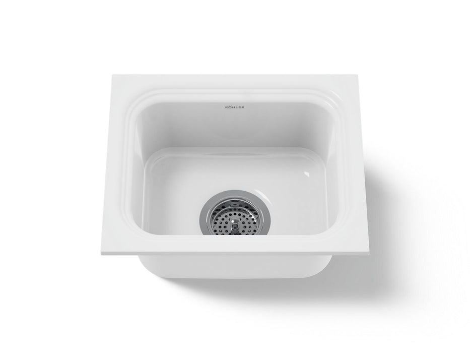 KOHLER K-6589-U Northland 15" undermount single-bowl bar sink, white