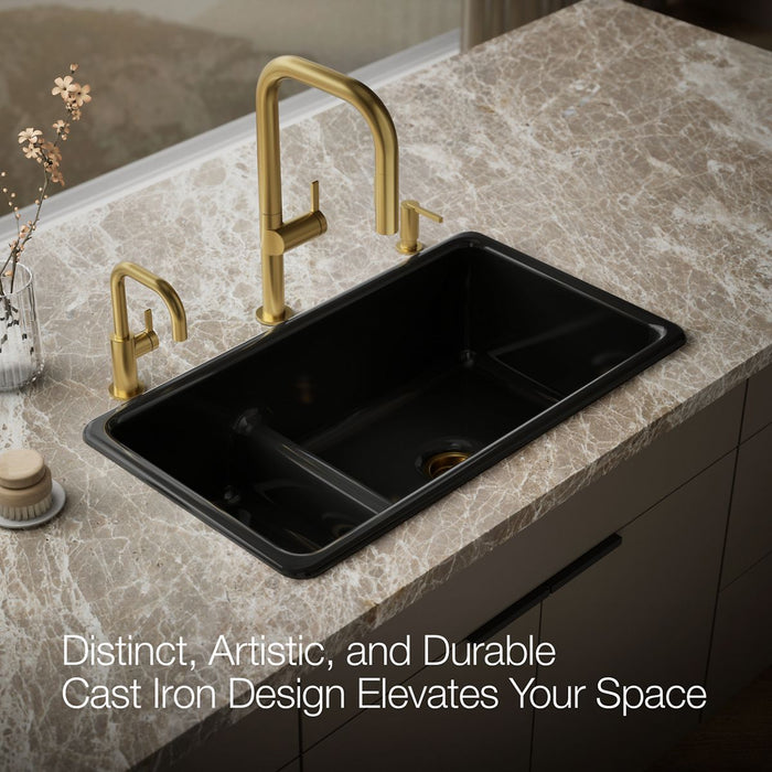 KOHLER K-6625 Iron/Tones Smart Divide 33" top-/undermount double-bowl kitchen sink