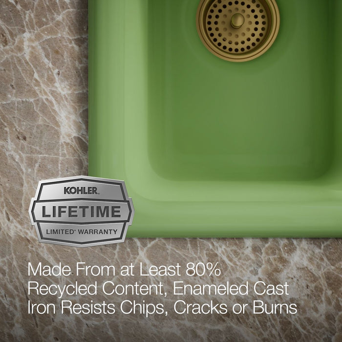 KOHLER K-6625 Iron/Tones Smart Divide 33" top-/undermount double-bowl kitchen sink, fresh green - view 2