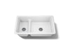 KOHLER K-6625 Iron/Tones Smart Divide 33" top-/undermount double-bowl kitchen sink, white