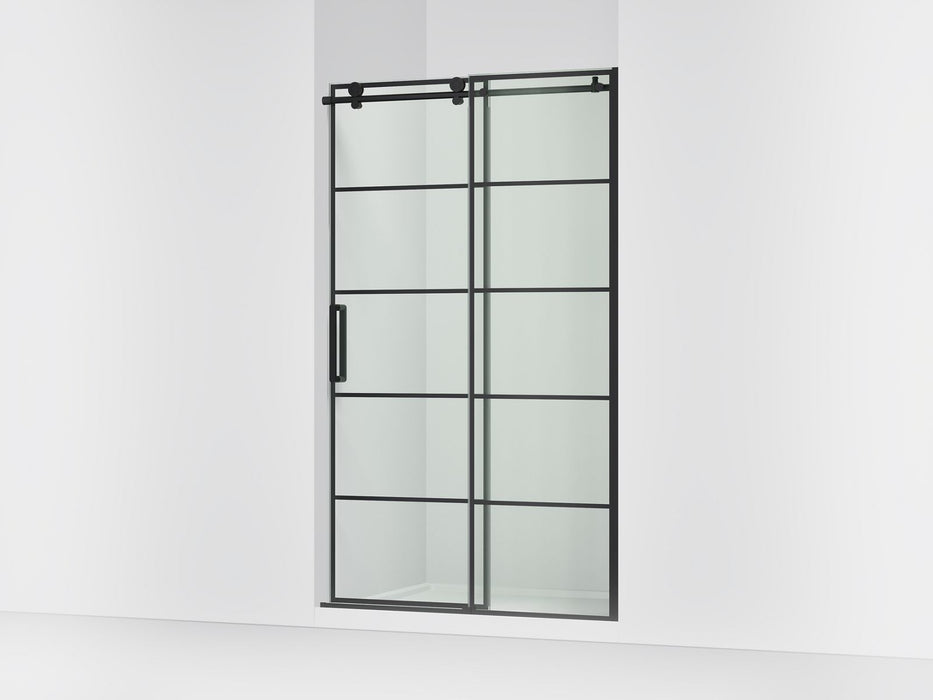 KOHLER K-701695-G79 Composed Sliding shower door, 78" H x 44-1/8 - 47-7/8" W, with 3/8" thick Crystal Clear glass with rectangular grille pattern