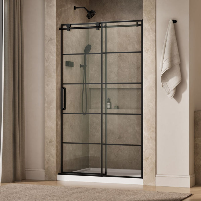 KOHLER K-701695-G79 Composed Sliding shower door, 78" H x 44-1/8 - 47-7/8" W, with 3/8" thick Crystal Clear glass with rectangular grille pattern