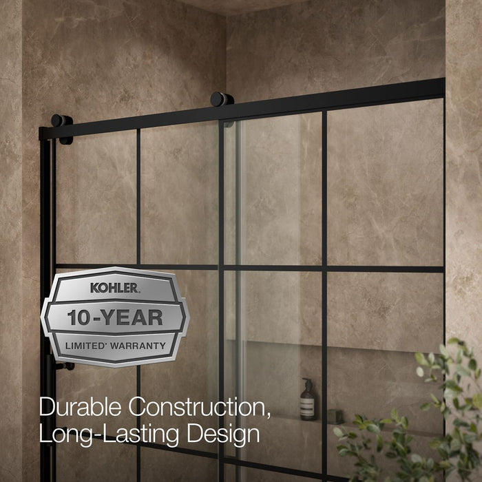 KOHLER K-702253-10G79 Rely 62-1/2" H sliding bath door with 3/8"-thick glass, matte black - view 5