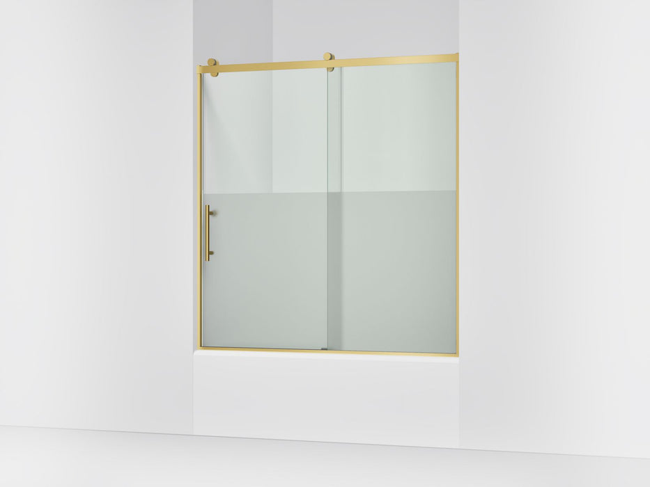 KOHLER K-702253-10G81 Rely 62-1/2" H sliding bath door with 3/8"-thick glass, vibrant brushed moderne brass