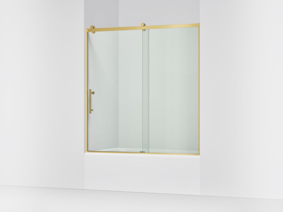 KOHLER K-702253-10L Rely 62-1/2" H sliding bath door with 3/8"-thick glass, vibrant brushed moderne brass