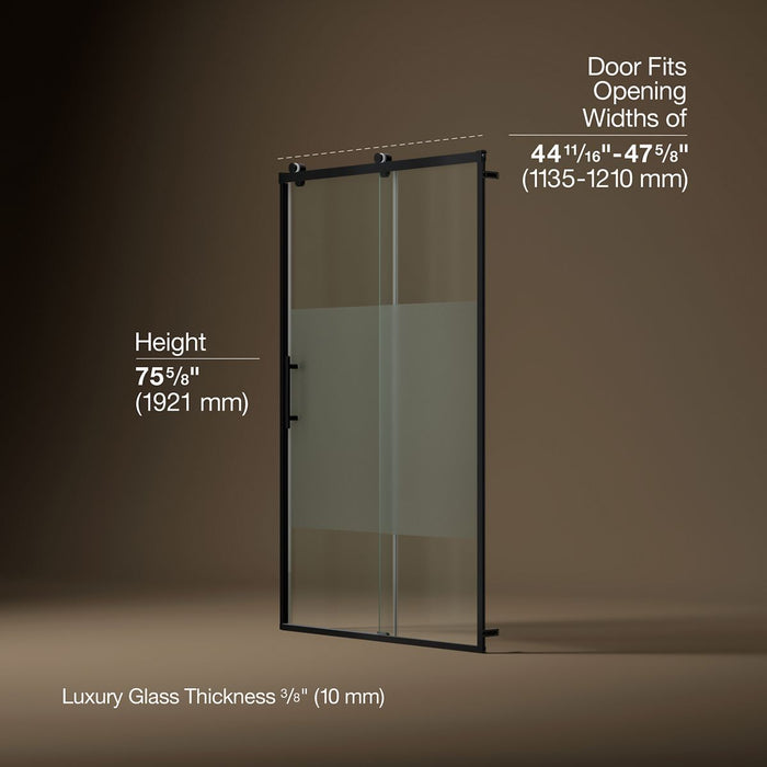 KOHLER K-702254-10G81 Rely 77" H sliding shower door with 3/8"-thick glass, matte black - view 5