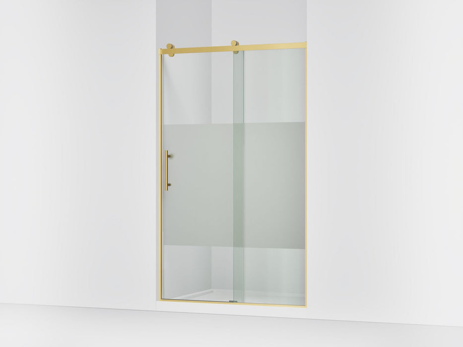 KOHLER K-702254-10G81 Rely 77" H sliding shower door with 3/8"-thick glass, vibrant brushed moderne brass
