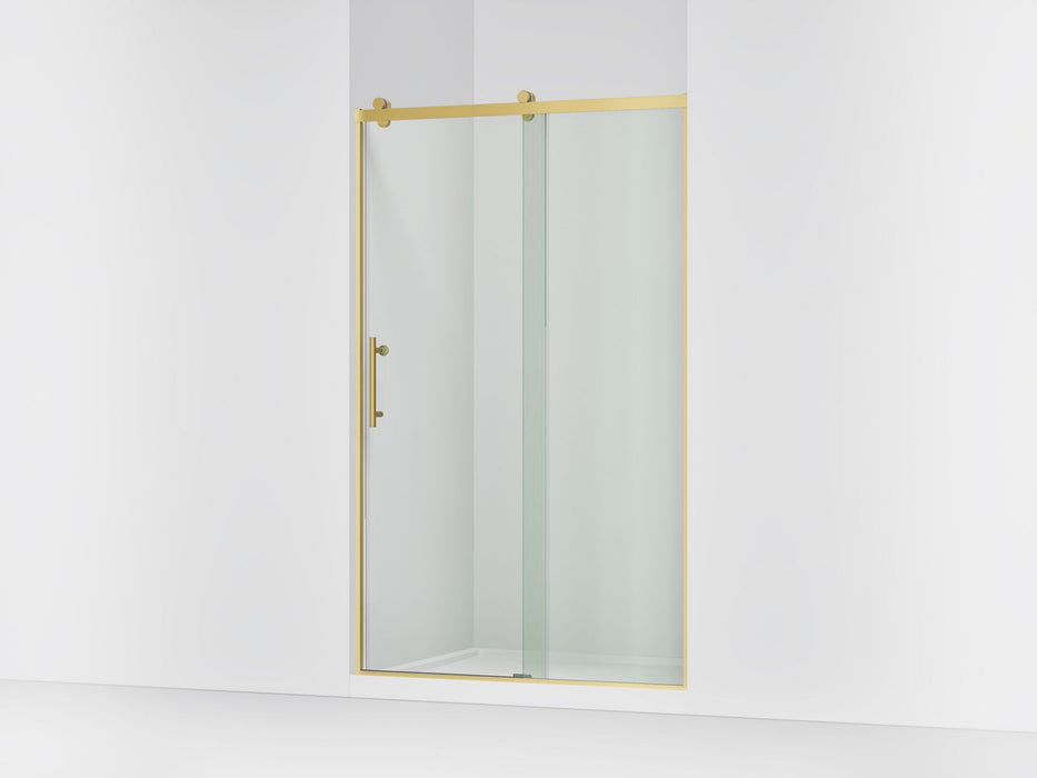 KOHLER K-702254-10L Rely 77" H sliding shower door with 3/8"-thick glass, vibrant brushed moderne brass