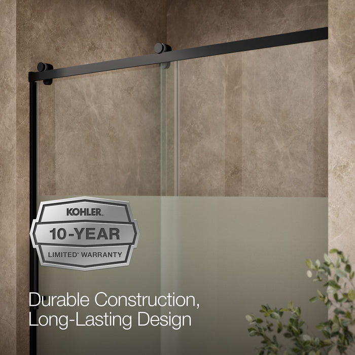 KOHLER K-702256-10G81 Rely 77" H sliding shower door with 3/8"-thick glass, matte black - view 5