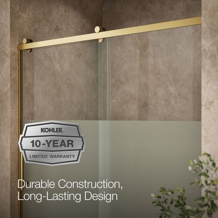 KOHLER K-702256-10G81 Rely 77" H sliding shower door with 3/8"-thick glass, vibrant brushed moderne brass - view 5