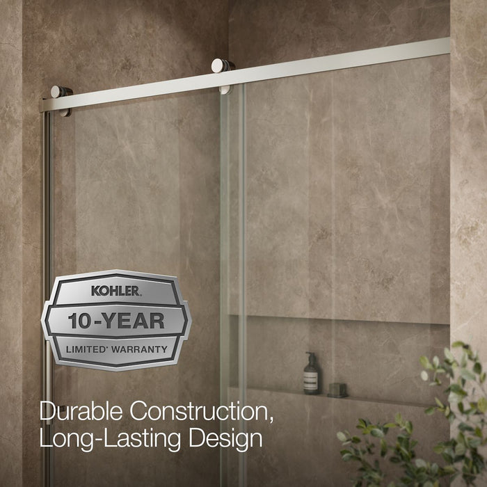 KOHLER K-702256-10L Rely 77" H sliding shower door with 3/8"-thick glass, anodized brushed nickel - view 5