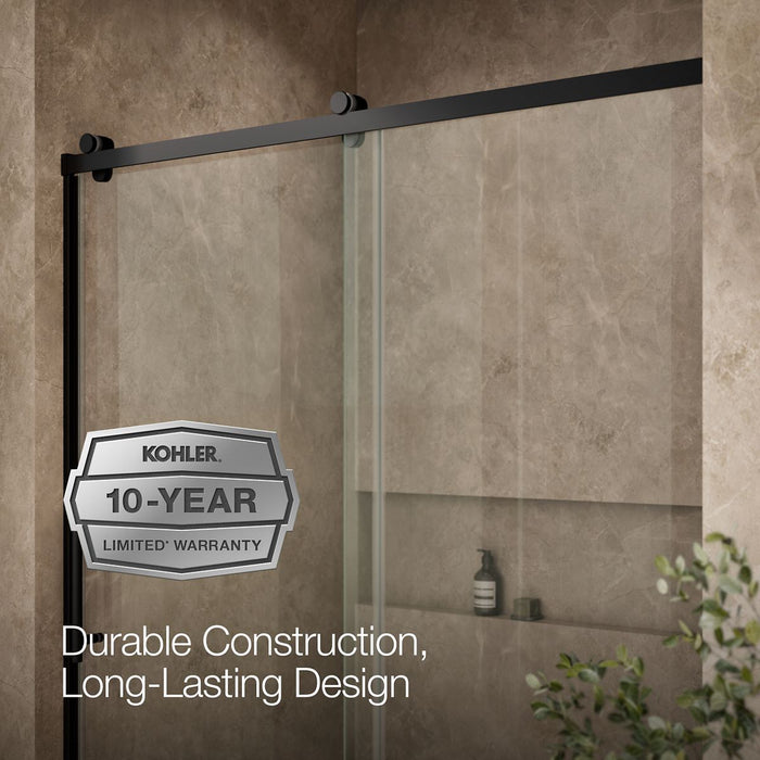 KOHLER K-702256-10L Rely 77" H sliding shower door with 3/8"-thick glass, matte black - view 5