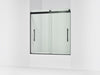 KOHLER K-702419-L Levity Plus Frameless sliding bath door, 61-9/16" H x 56-5/8 - 59-5/8" W, with 5/16"-thick Crystal...