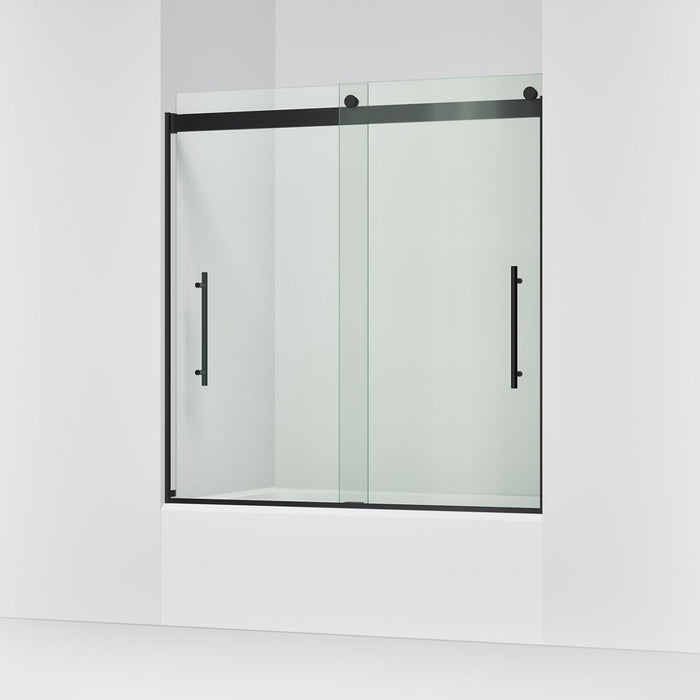 KOHLER K-702419-L Levity Plus Frameless sliding bath door, 61-9/16" H x 56-5/8 - 59-5/8" W, with 5/16"-thick Crystal...