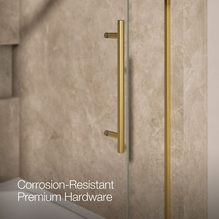 KOHLER K-702419-L Levity Plus Frameless sliding bath door, 61-9/16" H x 56-5/8 - 59-5/8" W, with 5/16"-thick Crystal...