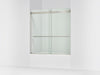 KOHLER K-702420-L Levity Plus Frameless sliding bath door, 61-9/16" H x 56-5/8 - 59-5/8" W, with 5/16"-thick Crystal...