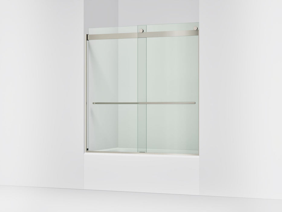 KOHLER K-702420-L Levity Plus Frameless sliding bath door, 61-9/16" H x 56-5/8 - 59-5/8" W, with 5/16"-thick Crystal...