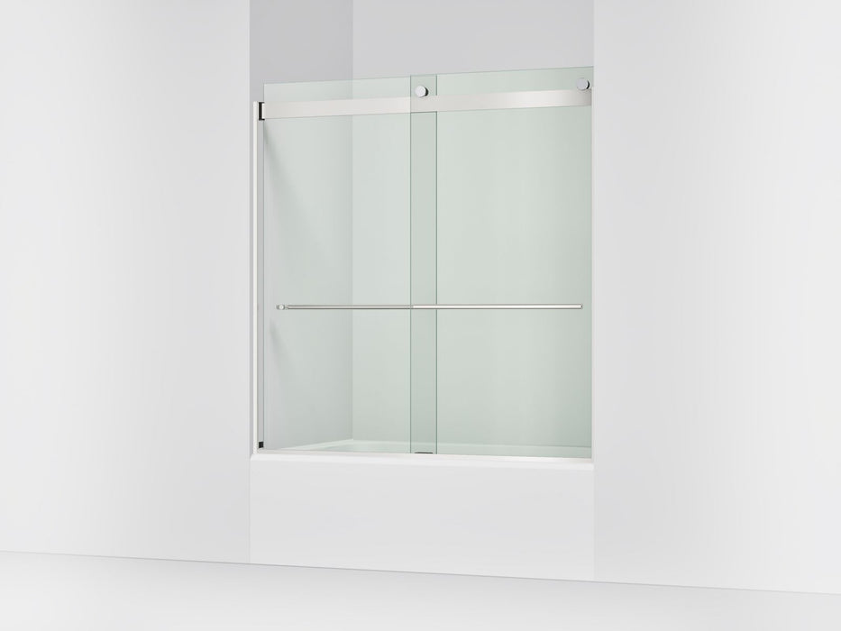 KOHLER K-702420-L Levity Plus Frameless sliding bath door, 61-9/16" H x 56-5/8 - 59-5/8" W, with 5/16"-thick Crystal...